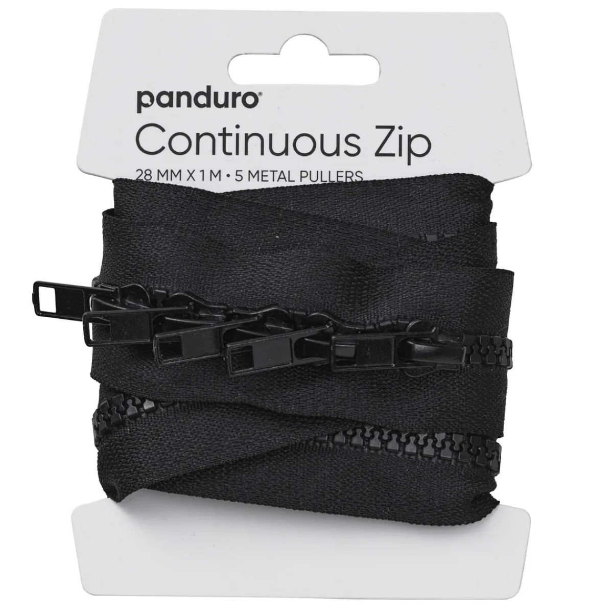 Panduro Hobby Dragkedja blixtlås, svart, längd med 1 meter dragkedja 5 zippers / handtag | Dragkedjor