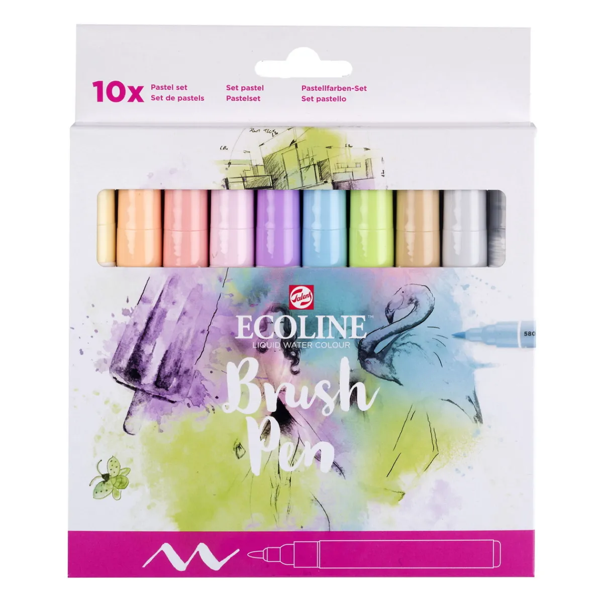 Ecoline Brush Pen Set - Pastel 10-pack | Tuschpennor & Markers