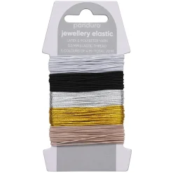 Panduro Jewellery Elastisk smyckestråd Ø0,5 mm soft mix – 5×4 meter tråd, varav 2 med metallicfärg | Elastisk Smyckestråd