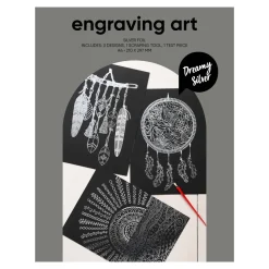 Panduro Hobby Engraving art Dreamy Silver – scratch art med 3 st. A4-ark, silvriga & drömska motiv