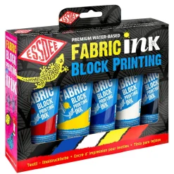 ESSDEE Fabric Block Printing Ink, 5×100ml linoleumfärg för linoleumtryck på tyg & textiler