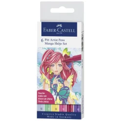 Faber-Castell PITT artist pens Manga Shôjo set – 6 st. pennor med penselspets | Tuschpennor & Markers