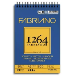 Fabriano spiralbundet skissblock F-1264 A5 (148×210 mm), 60 ark, 90 g/m² | Block