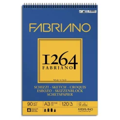 Fabriano spiralbundet skissblock F-1264 A3 (297×420 mm), 120 ark, 90 g/m² | Block
