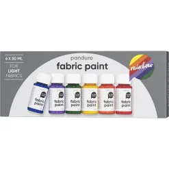Panduro Fabric Paint Fabric Paint Rainbow set 6×50 ml, textilfärger i basfärger för ljust tyg