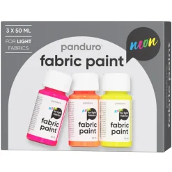 Panduro Fabric Paint Fabric Paint set 3×50 ml, neonfärgade textilfärger för ljust tyg – syns i UV-ljus! | Textilfärger