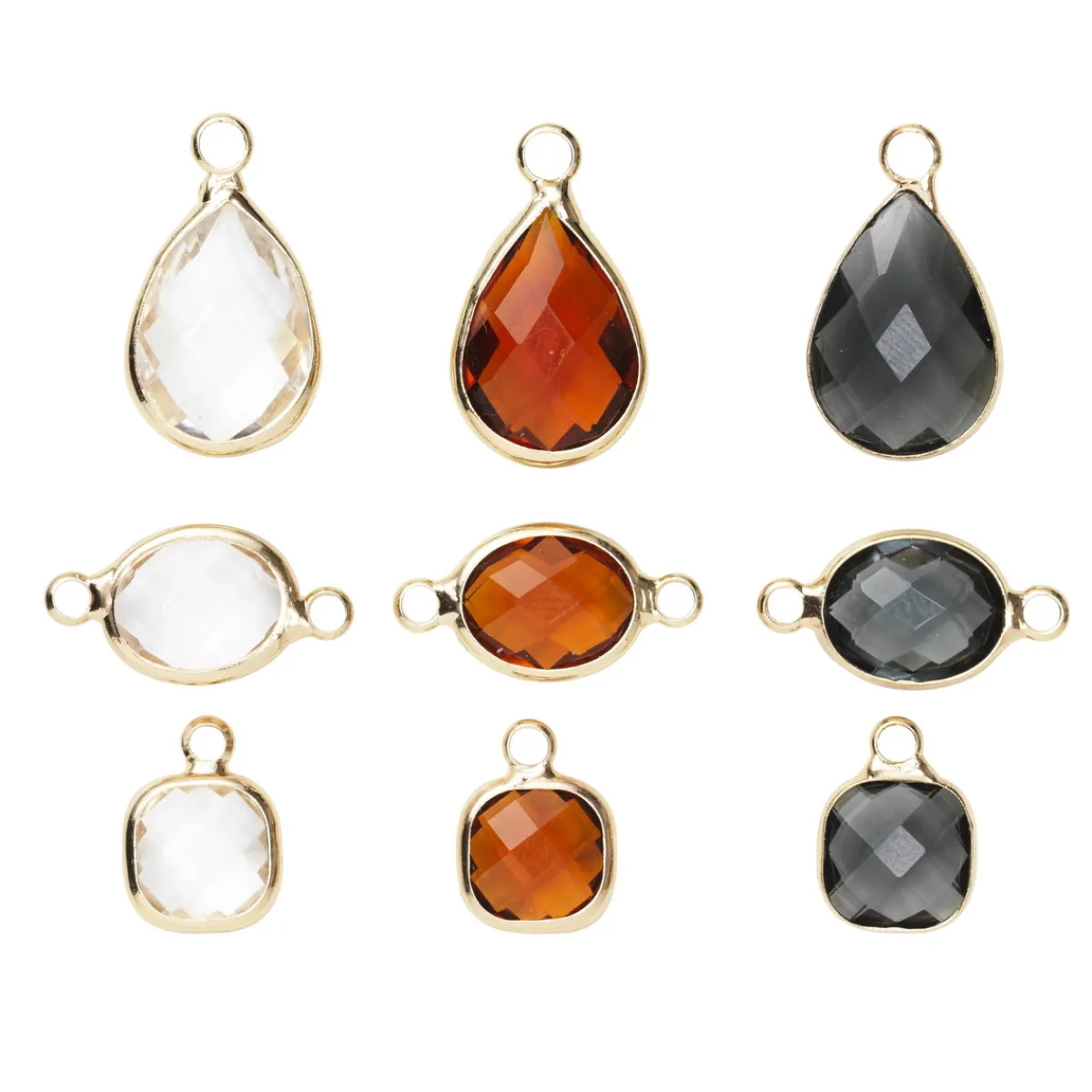 Panduro Jewellery Fasetterade glashängen i naturfärger, 9 st. i 3 olika former