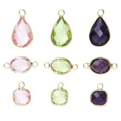 Panduro Jewellery Fasetterade glashängen i pastellfärger, 9 st. i 3 olika former | Glashängen