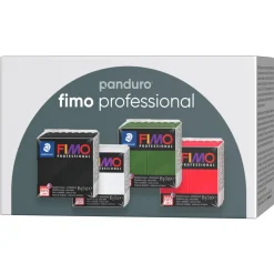 Panduro Hobby Fimo Professional 4×85 gram Fimo-lera – svart, vit, grön och röd