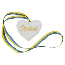 Barn Joker Fluffigt hjärta med ”Student” broderat i guld, Ø10 cm, med band