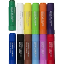 Barn Creative Colors Fönsterkritor 12-pack, stora kritor med fönsterfärg i basfärger