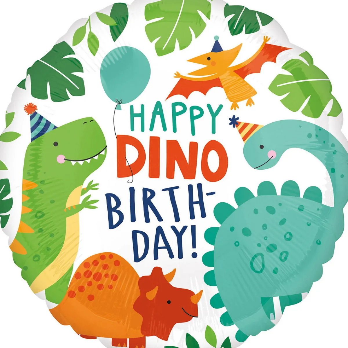 Barn Amscan Folieballong Ø45 cm – dinosaurierna önskar Happy dino birthday!