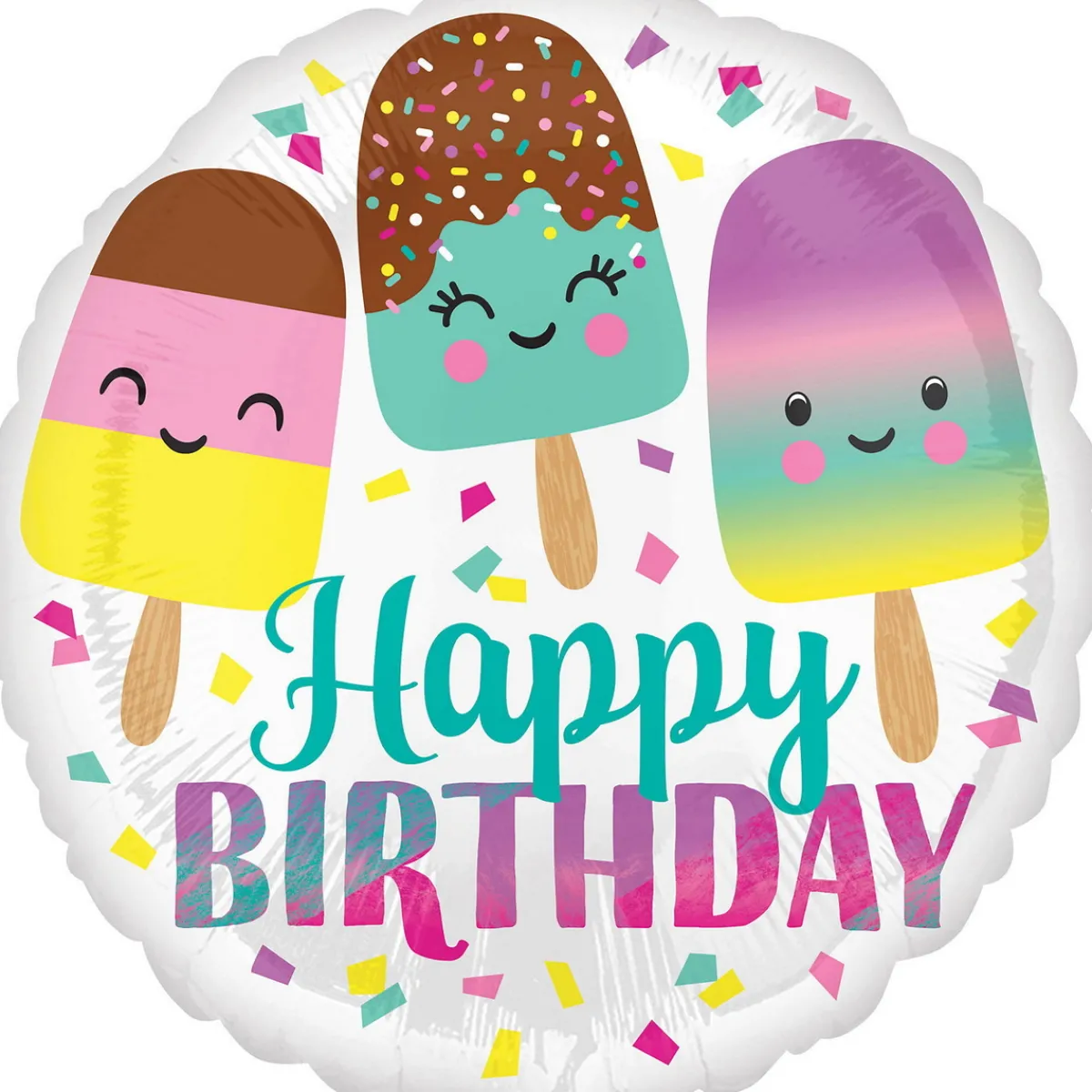 Barn Amscan Folieballong Ø45 cm – glassar med texten Happy birthday