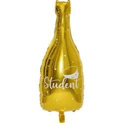 Joker Folieballong 94 cm hög – stor guldig flaska med texten Student | Barn Ballonger