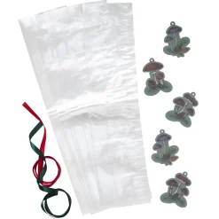 Panduro Hobby Folierade presentpåsar kit 6 st. 13×48×9 cm, 6 svamp-tags och 2×2 m satinband | Presentpåsar