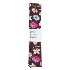 Panduro Hobby Färdigskuren tygbit 100×70 cm – stora blommor på vinröd bakgrund