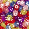 Panduro Hobby 500 färgglada bokstavspärlor, transparenta med vit text, A-Z, Ø7 mm | Barn Pärlor