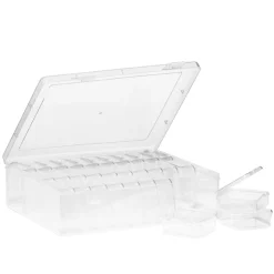 Panduro Hobby Förvaringslåda av transparent plast med 30 små askar, 22×17,5×6 cm | Förvaringsburkar & Askar