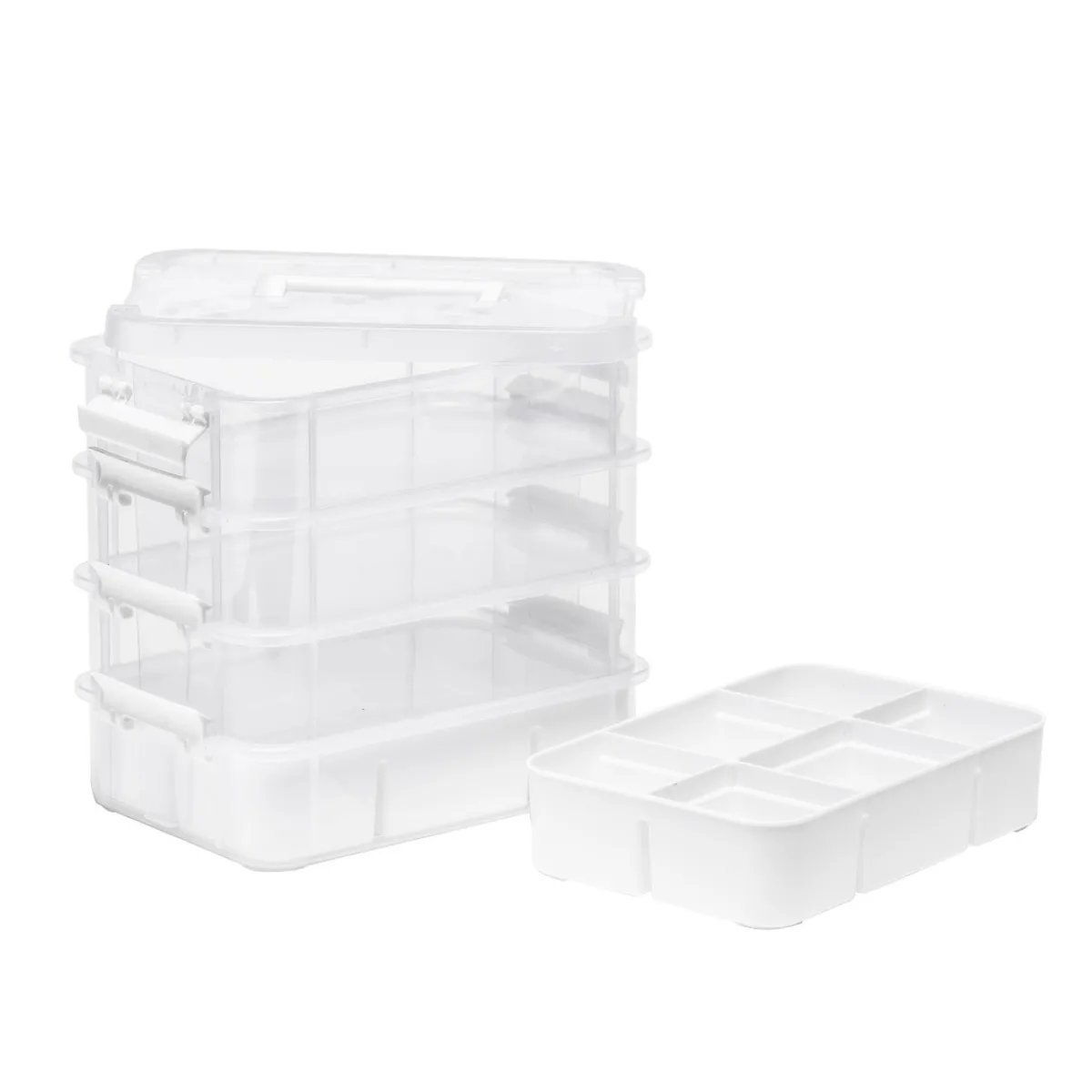 Panduro Hobby Förvaringslådor, 4 st. påbyggnadsbara. 27×17,5×24 cm, 2 med innerfack, 1 med lock