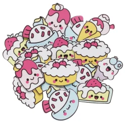 Panduro Hobby Funky Foam Kawaii & gullig mat, 60 bitar självhäftande dekorgummi. 20–40×40 mm | Barn Funky Foam