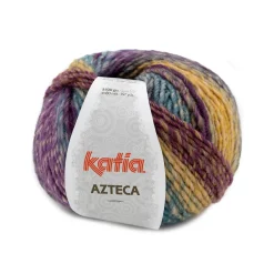 Katia Garn Azteca 100g lila/gul mel | Ullgarn