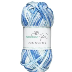 Panduro Yarn Garn Chunky Acrylic 50g white to blue multi