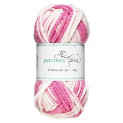 Panduro Yarn Garn Chunky Acrylic 50g white to pink multi