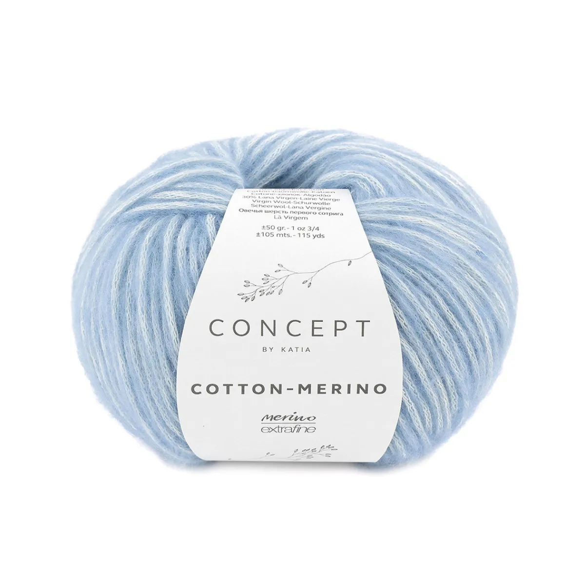 Katia Garn Cotton Merino 50g ljusblå 131 | Blandgarner