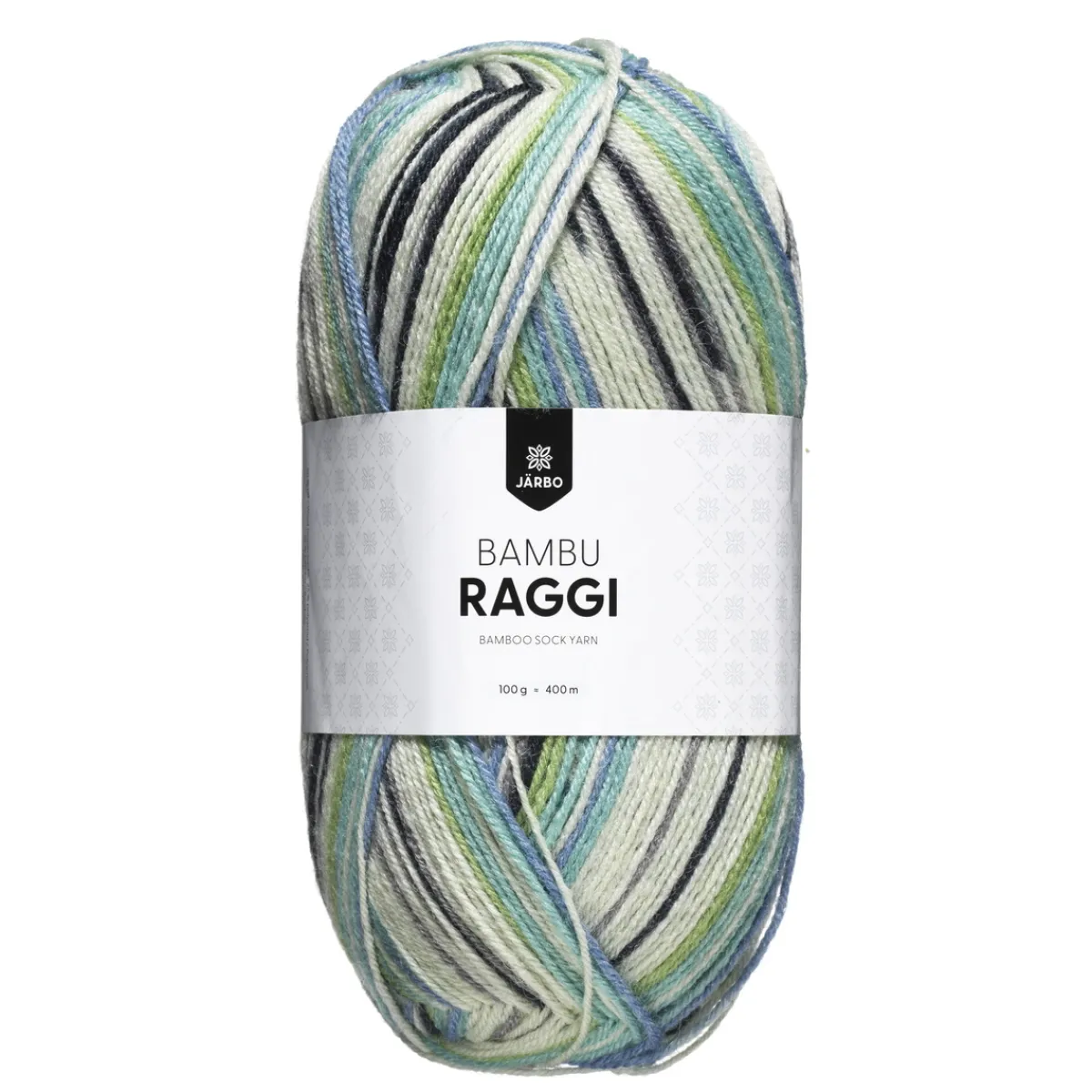 Järbo Garn Bambu Raggi 50g grönmelerat – 17208 Peacock print