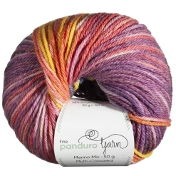 Panduro Yarn Garn Merino Mix Multi-Coloured 50g lila & gul