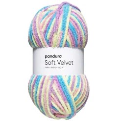 Panduro Yarn Garn Soft Velvet 100g rainbow – garn med massor av livliga färger
