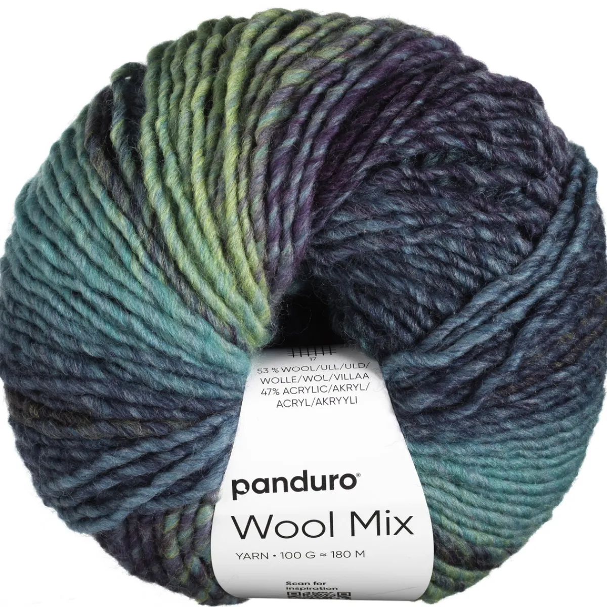 Panduro Yarn Garn Wool Mix 100g blå grön | Ullgarn