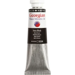 Georgian Water Mixable Oil Colour, vattenlöslig oljefärg 37 ml Ivory Black 034. | Oljefärger