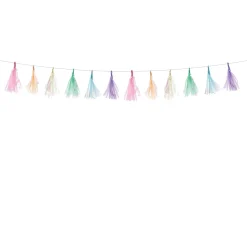 Barn PartyDeco Girlang med iriserande tofsar, 12 cm långa färgskiftande tofsar på 150 cm snöre