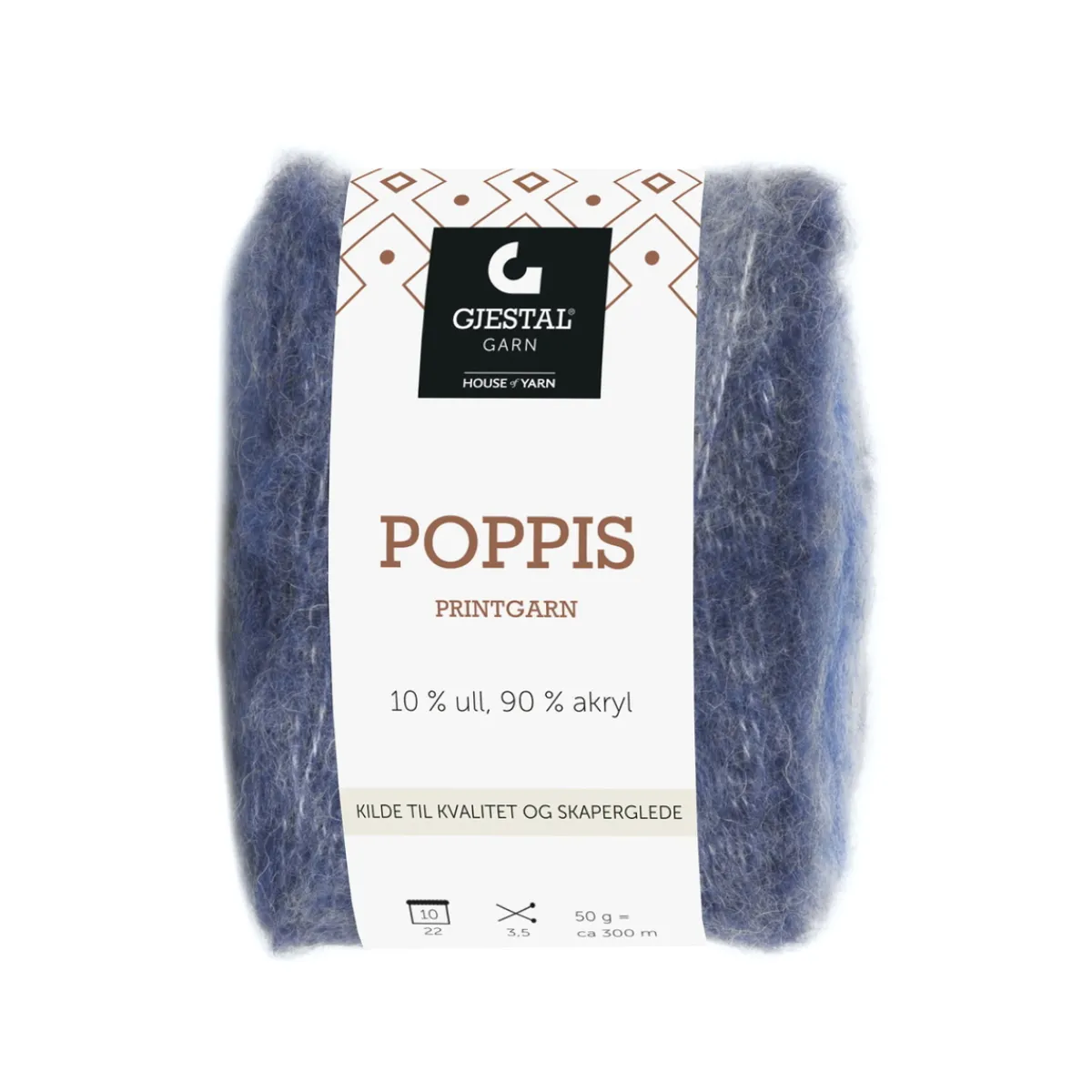 House of Yarn Gjestal Garn Poppis printgarn 50 g denim – graderat garn | Blandgarner