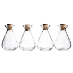 Panduro Hobby Glasflaskor med kork 4-pack, höjd 10,5 cm, Ø7 cm, rymmer 150 ml | Glas & Porslin