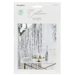 Barn PartyDeco Glitterdraperi i glänsande silver-metallic, bredd 100 cm, längd 200 cm