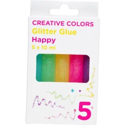 Barn Creative Colors Glitterlim 5-pack happy – 5 riktigt glada färger à 10 ml