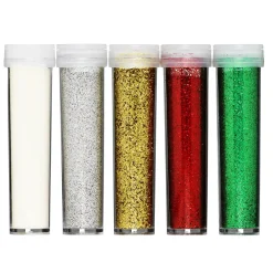Panduro Hobby Glitter tillverkat av mer än 90% cellulosa, 5-pack à 7 gram i basfärger