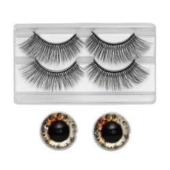 Barn Panduro Hobby Ögon kit käpphäst brun – 2 ögon av glas à Ø2,5 cm & 4 ögonfransar