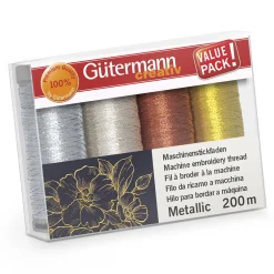 Gutermann Gütermann maskinbroderitråd 4×200 meter i metallicfärger