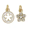Panduro Jewellery Guldfärgade hängen charms, blomma Ø10 mm, strassfylld blomma Ø10 mm