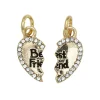 Panduro Jewellery Guldfärgade hängen charms, delat hjärta med strass "Best Friend" 8×13 mm | Metallhängen