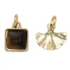 Panduro Jewellery Guldfärgade hängen charms, fjäder 15×8 mm, sten 10×10 mm