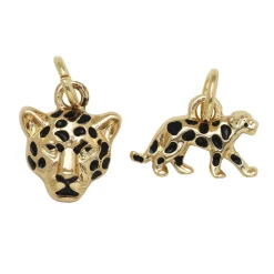 Panduro Jewellery Guldfärgade hängen charms, leopardhuvud 12×11×3 mm, leopard 15×7×3 mm