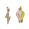 Panduro Jewellery 2 guldfärgade hängen charms, luftballong vitt & guld 10×18 mm, blixt strass 7×18 mm | Metallhängen