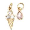 Panduro Jewellery 2 guldfärgade hängen charms med strass, glass 8×15,5 mm, droppe 5×7,5 mm | Metallhängen