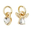 Panduro Jewellery 2 guldfärgade hängen charms med strass, ängel 7,5×6 mm, hjärta Ø4,8 mm | Metallhängen