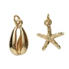 Panduro Jewellery 2 guldfärgade hängen charms, sjöstjärna Ø15 mm, snäcka 10×14 mm | Metallhängen