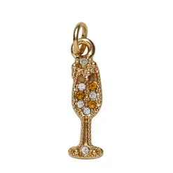Panduro Jewellery Guldfärgat hänge charm champagneglas med strass 5×15 mm | Metallhängen